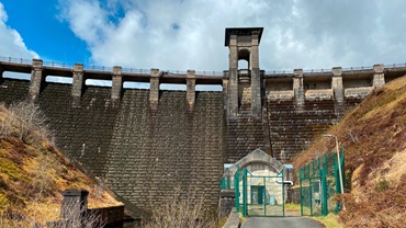 Alwen Dam that holds back Alwen Reservoir