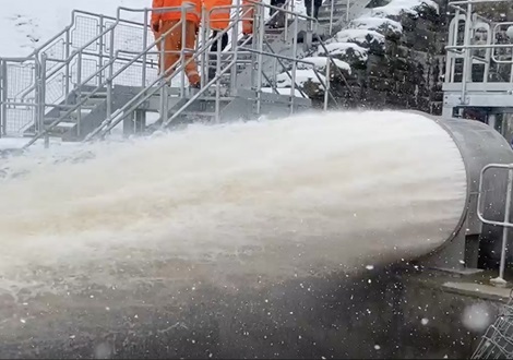 The Glenfield Invicta discharge valve in operation at the reservoir