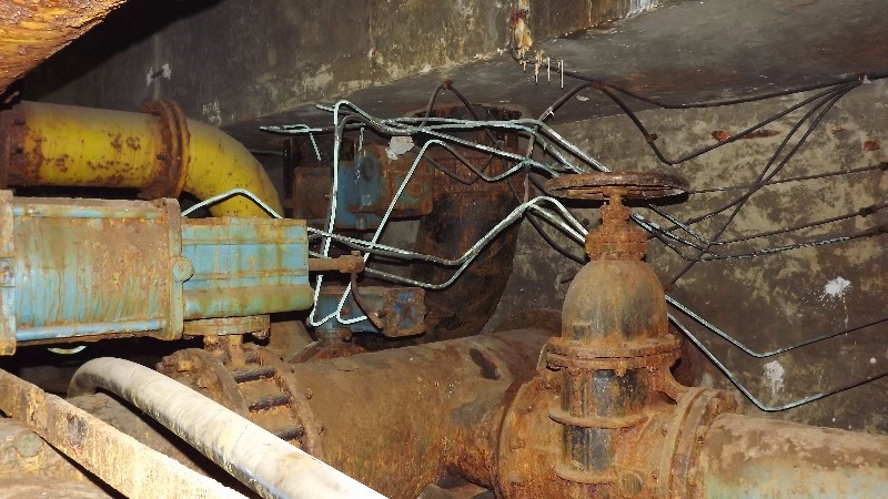 Old valves in a water treatment plant