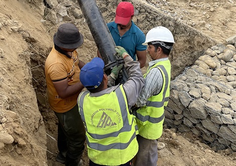 Pipeline work at the water2nepal construction site